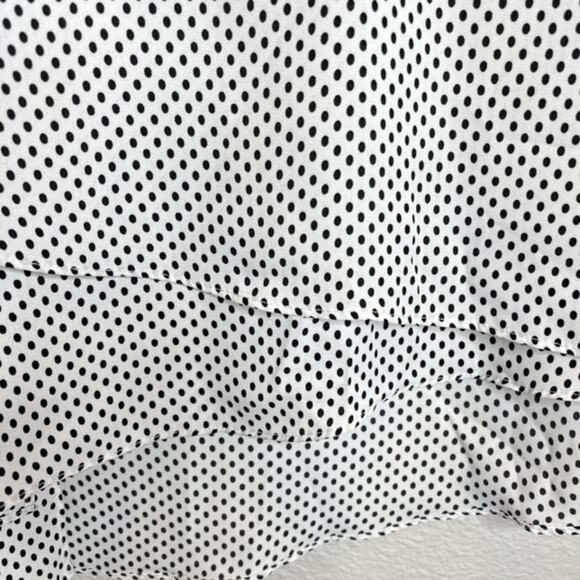 The Limited X-Small White Top Black Dot V-Neck Long Sleeve Layered Blouse - Picture 5 of 8